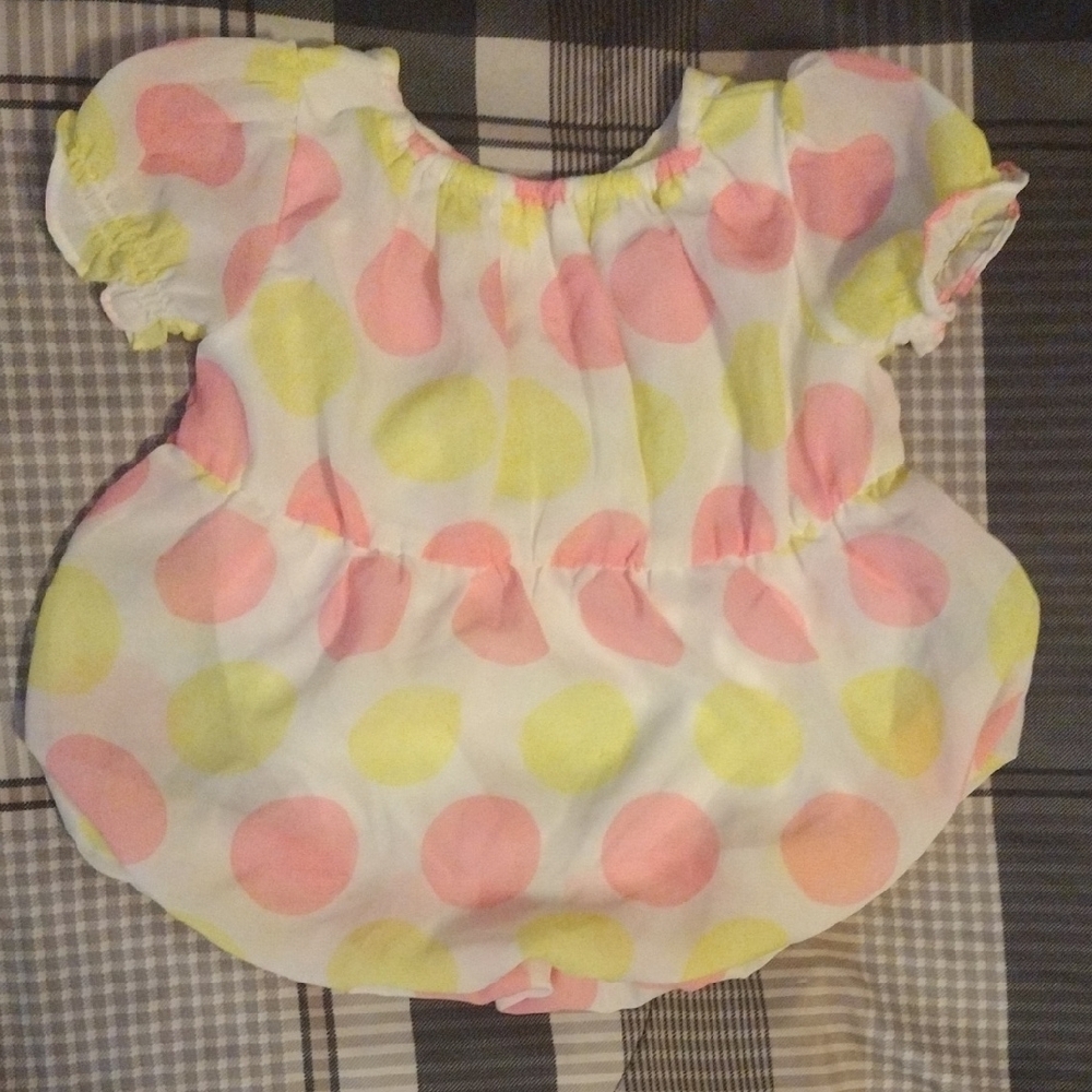Polka Dot Baby Dress - Yellow & Pink Circles - Picture 6 of 6